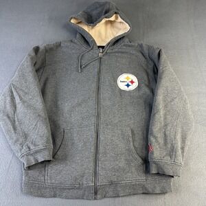 Size Large NFL Pro Line Pittsburgh Steelers Men's Full Zip Sherpa Lined Hoodie